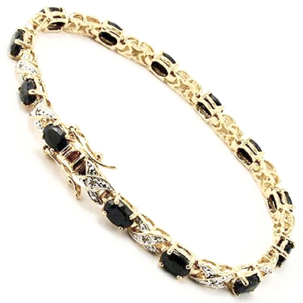 12 Carat Sapphire 18kgp Sterling Silver & Diamond Bracelet